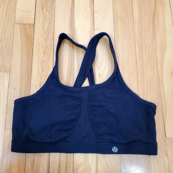 🍋🍋LULULEMON BLACK CRISS CROSS STRAPS MESH SPORT BRA - Picture 2 of 5